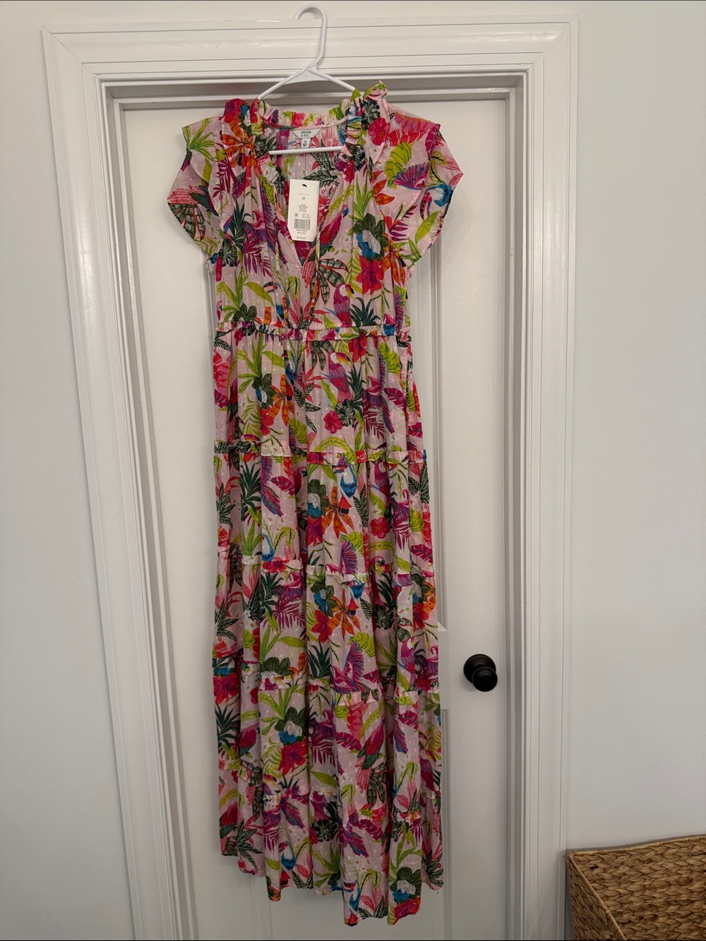 crown & ivy Floral Tropical Maxi Dress in Pink, Green, Blue